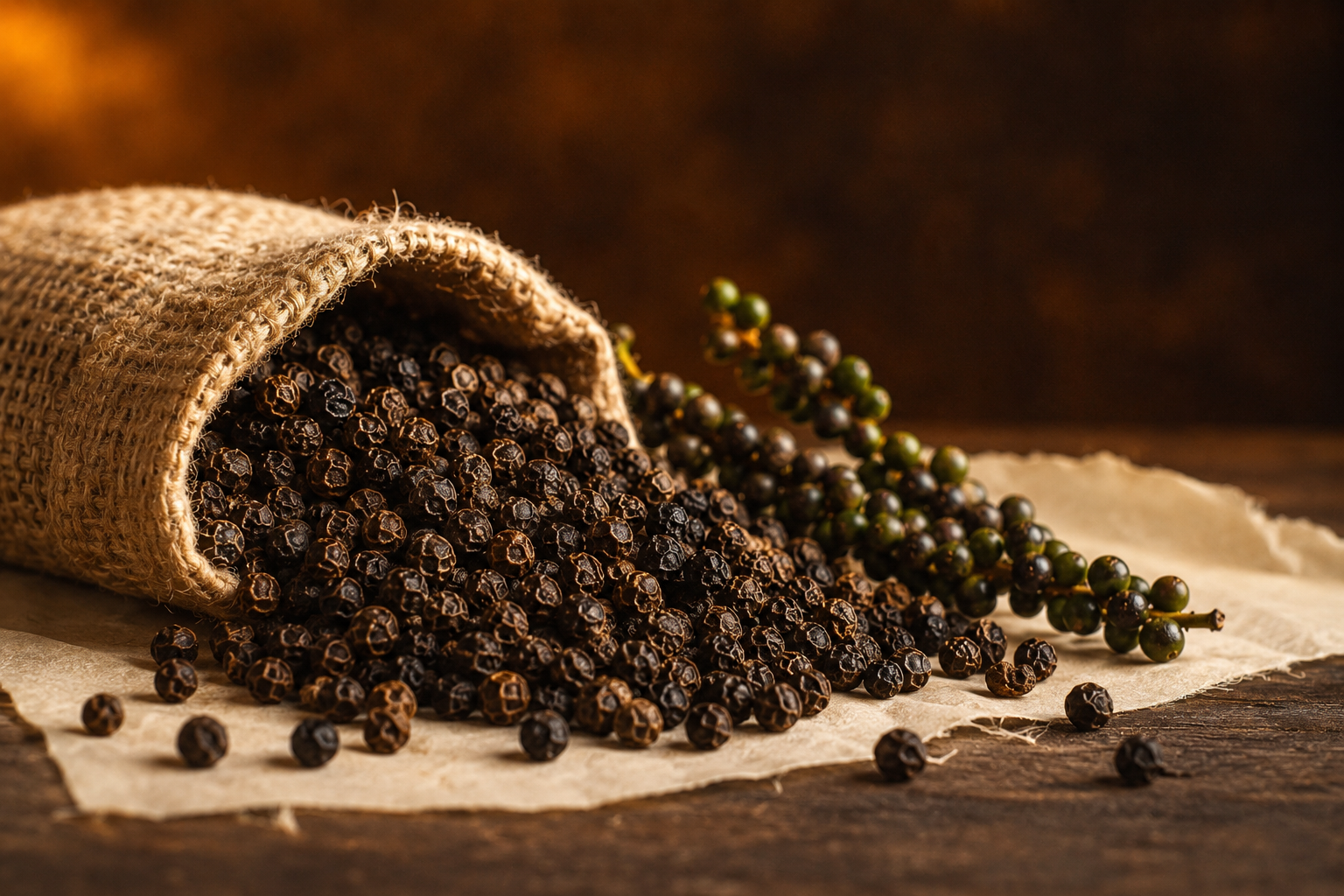 Sun-dried Sri Lankan black peppercorns